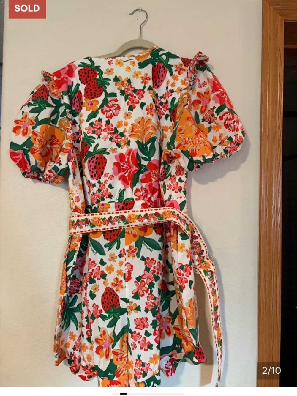 Farm Rio Flowerful Sketch Romper size XL Strawberry Print Jumpsuit - Picture 2 of 5